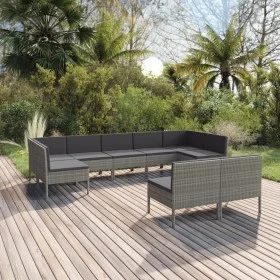 Garden furniture set 9 pieces and gray synthetic rattan cushions by vidaXL, Garden sets - Ref: Foro24-3094606, Price: 779,60 ...