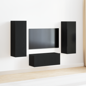 Juego de Muebles para TV de 4 Piezas Roble Negro Madera