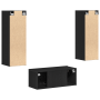 Juego de Muebles para TV de 4 Piezas Roble Negro Madera