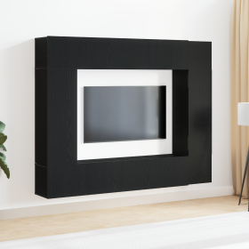 conjunto de mueble para TV de 8 piezas montado en la pared de roble negro y madera engineered de , Muebles TV - Ref: Foro24-3...