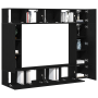 conjunto de mueble para TV de 8 piezas montado en la pared de roble negro y madera engineered de , Muebles TV - Ref: Foro24-3...