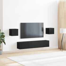 Juego de cabinet para TV de 6 piezas Roble negro Madera de , Muebles TV - Ref: Foro24-3393235, Precio: 206,32 €