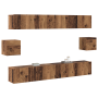 Conjunto de Mueble de TV de 6 Piezas Madera Vieja Hecha