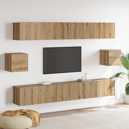 Juego de Cabinet de TV de 6 piezas Roble Artesanal Madera Elaborada de , Muebles TV - Ref: Foro24-3393287, Precio: 230,09 €, ...