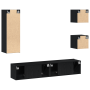 Set de 5 Piezas de Cabinet de TV Roble Negro Madera