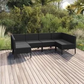 Garden furniture set 6 pieces and black synthetic rattan cushions by vidaXL, Garden sets - Ref: Foro24-3094589, Price: 478,06...