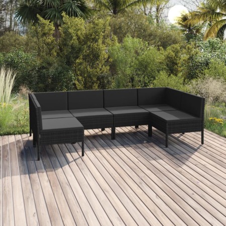 Gartenmöbel Set 6 Stück und Kissen Kunststoff Rattan schwarz von vidaXL, Gartensets - Ref: Foro24-3094589, Preis: 477,48 €, R...