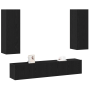 Juego de Gabinete para TV  de 4 piezas montado en la pared de roble negro y madera elaborada | Foro24.es | Tu tienda online para hogar, jardín y más Foro24.es