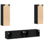 Juego de Gabinete para TV  de 4 piezas montado en la pared de roble negro y madera elaborada | Foro24.es | Tu tienda online para hogar, jardín y más Foro24.es