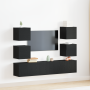 Juego de 6 Armarios de TV de Roble Negro y Madera Engineered