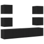 Juego de 6 Armarios de TV de Roble Negro y Madera Engineered