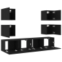 Juego de 6 Armarios de TV de Roble Negro y Madera Engineered
