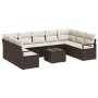 Conjunto de sofá de jardín 10 pcs Marrón Poliratán