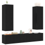 Conjunto de Muebles para TV de 4 piezas montado en la pared de madera técnica de roble negro de , Muebles TV - Ref: Foro24-33...