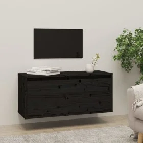 Hängeschrank aus massivem Kiefernholz schwarz 80x30x35 cm von vidaXL, Regale und Regale - Ref: Foro24-813463, Preis: 63,46 €,...