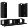 Conjunto de Muebles para TV de 4 piezas montado en la pared de madera técnica de roble negro de , Muebles TV - Ref: Foro24-33...