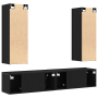 Conjunto de Muebles para TV de 4 piezas montado en la pared de madera técnica de roble negro de , Muebles TV - Ref: Foro24-33...