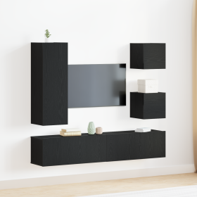Set de Mueble para TV de 6 Piezas de Roble Negro y Madera Elaborada de , Muebles TV - Ref: Foro24-3393430, Precio: 174,22 €, ...