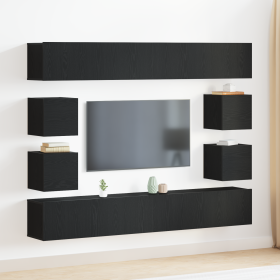 Conjunto de Gabinete para TV de 6 piezas montado en la pared de madera diseñada de roble negro de , Muebles TV - Ref: Foro24-...
