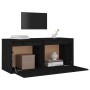 Hängeschrank aus massivem Kiefernholz schwarz 80x30x35 cm von vidaXL, Regale und Regale - Ref: Foro24-813463, Preis: 64,32 €,...