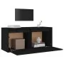 Solid black pine wood wall cabinet 80x30x35 cm by vidaXL, Shelves and shelves - Ref: Foro24-813463, Price: 63,44 €, Discount: %
