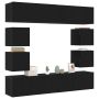 Juego de mueble para TV de 6 piezas colgado en la pared de madera de roble negro. de , Muebles TV - Ref: Foro24-3393445, Prec...