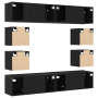 Juego de mueble para TV de 6 piezas colgado en la pared de madera de roble negro. de , Muebles TV - Ref: Foro24-3393445, Prec...