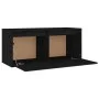 Solid black pine wood wall cabinet 80x30x35 cm by vidaXL, Shelves and shelves - Ref: Foro24-813463, Price: 63,44 €, Discount: %