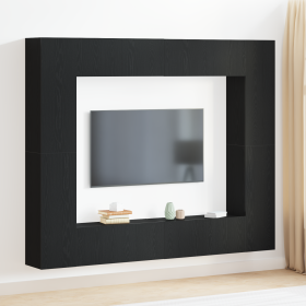 Conjunto de Gabinete para TV de 8 piezas de roble negro y madera elaborada
