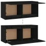 Solid black pine wood wall cabinet 80x30x35 cm by vidaXL, Shelves and shelves - Ref: Foro24-813463, Price: 63,44 €, Discount: %