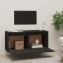 Hängeschrank aus massivem Kiefernholz schwarz 80x30x35 cm von vidaXL, Regale und Regale - Ref: Foro24-813463, Preis: 64,32 €,...