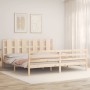 Bed frame with solid wood headboard 200x200 cm by vidaXL, Beds and slatted bases - Ref: Foro24-3194136, Price: 151,88 €, Disc...