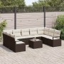 Conjunto de sofá de jardín 10 pcs Marrón Poliratán