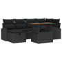 Set de Sofá de Jardín de 7 Piezas con Cojines Negro Ratán Poliéster | Foro24.es | Tu tienda online para hogar, jardín y más Foro24.es
