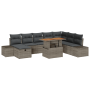Conjunto de Comedor de Jardín de 9 Piezas con Cojines Gris de Ratán Poliéster de , Sofás de exterior - Ref: Foro24-3361398, P...