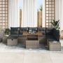 Conjunto de Comedor de Jardín de 9 Piezas con Cojines Gris de Ratán Poliéster de , Sofás de exterior - Ref: Foro24-3361398, P...