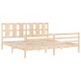 Bed frame with solid wood headboard 200x200 cm by vidaXL, Beds and slatted bases - Ref: Foro24-3194136, Price: 151,88 €, Disc...