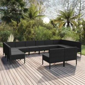 Gartenmöbel-Set 12-teilig und schwarze synthetische Rattankissen von vidaXL, Gartensets - Ref: Foro24-3094613, Preis: 924,20 ...