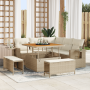 Juego de Sofás de Jardín de 8 Piezas con Cojines Beige de