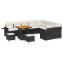 Set de Sofá Modular de Jardín de 12 Piezas con Cojines Negro Ratán Sintético Acacia | Foro24.es | Tu tienda online para hogar, jardín y más Foro24.es