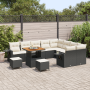 Set de Sofá Modular de Jardín de 12 Piezas con Cojines Negro Ratán Sintético Acacia | Foro24.es | Tu tienda online para hogar, jardín y más Foro24.es