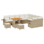 Conjunto de Sofá de Jardín de 12 Piezas con Cojines Beige de Ratán Poliéster Acacia de , Sofás de exterior - Ref: Foro24-3361...