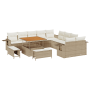 Conjunto de Sofás de Jardín  de 13 Piezas con Cojines Beige de Poliratán Acacia | Foro24.es | Tu tienda online para hogar, jardín y más Foro24.es