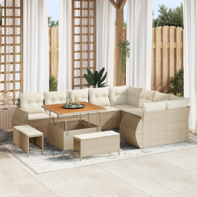 Conjunto de sofá de jardín de 8 piezas con cojines Ratán gris Poliratán Acacia | Foro24.es | Tu tienda online para hogar, jardín y más Foro24.es