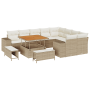 Juego de sofá de jardín de 12 piezas con cojines beige ratán poliéster acacia. de , Sofás de exterior - Ref: Foro24-3362036, ...