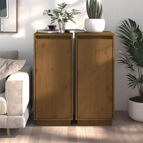 Aparador 2 uds madera maciza de pino marrón miel 31,5x34x75 cm de vidaXL, Aparadores - Ref: Foro24-813357, Precio: 61,52 €, D...