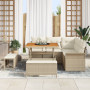 Juego de Sofás de Jardín de 8 Piezas con Cojines Beige