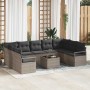 Conjunto de sofá de jardín 10 pcs Gris Poliratán