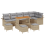 Conjunto de sofá de jardín de 10 piezas con cojines beige de ratán polipropileno acacia | Foro24.es | Tu tienda online para hogar, jardín y más Foro24.es