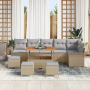Conjunto de sofá de jardín de 10 piezas con cojines beige de ratán polipropileno acacia | Foro24.es | Tu tienda online para hogar, jardín y más Foro24.es
